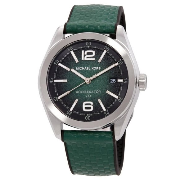 NWT Authentic Michael Kors Accelerator 2.0 Quartz Green Dial Men's Watch - Picture 1 of 3